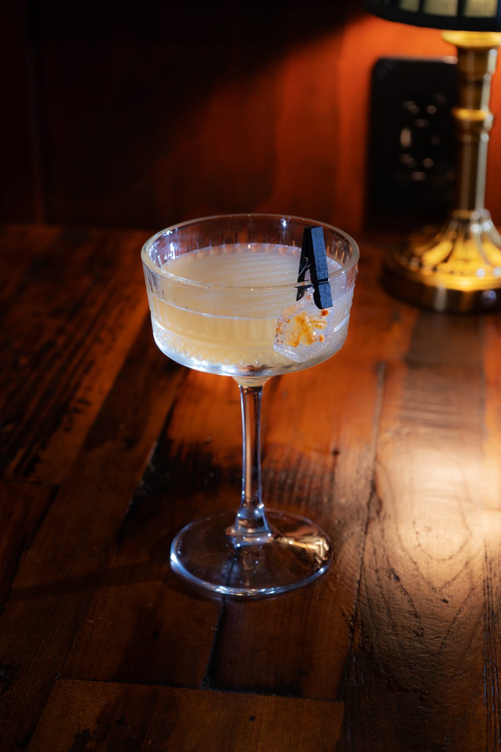 A craft cocktail at The Library speakeasy